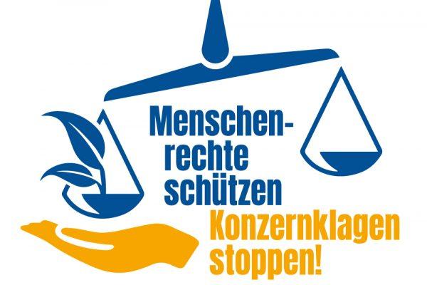 Logo StopISDS Menschenrechte schützen – Konzernklagen stoppen! Kampagne für Saubere Kleidung | Clean Clothes Campaign Germany
