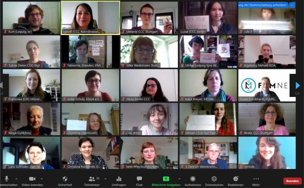 Aktionstreffen Digitales Aktionstreffen, das Zweite. Input und Aktion! #PayYourWorkers Kampagne für Saubere Kleidung | Clean Clothes Campaign Germany