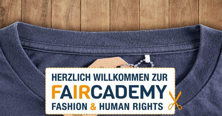 Faircademy web header m logo Nimm an der Schulungsreihe FairCademy zu "Mode und Menschenrechten" teil! Kampagne für Saubere Kleidung | Clean Clothes Campaign Germany