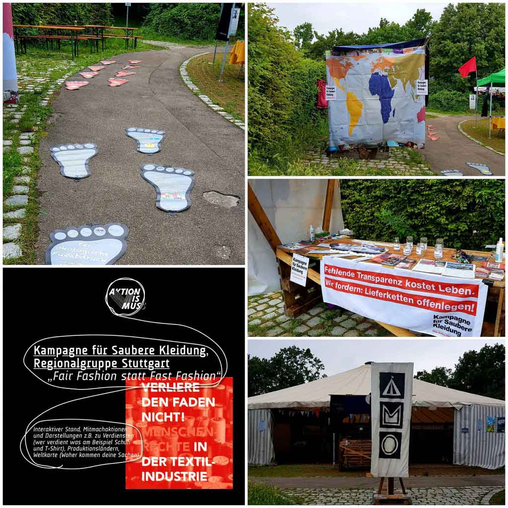 AKTIONISMUSS Regionalgruppe Stuttgart beim Zirkus Mutter Erde Festival Regionalgruppen Kampagne für Saubere Kleidung | Clean Clothes Campaign Germany
