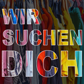 Projektassistenz 1 Schriftzug "Wir suchen dich" vor dunklem Hintergrund